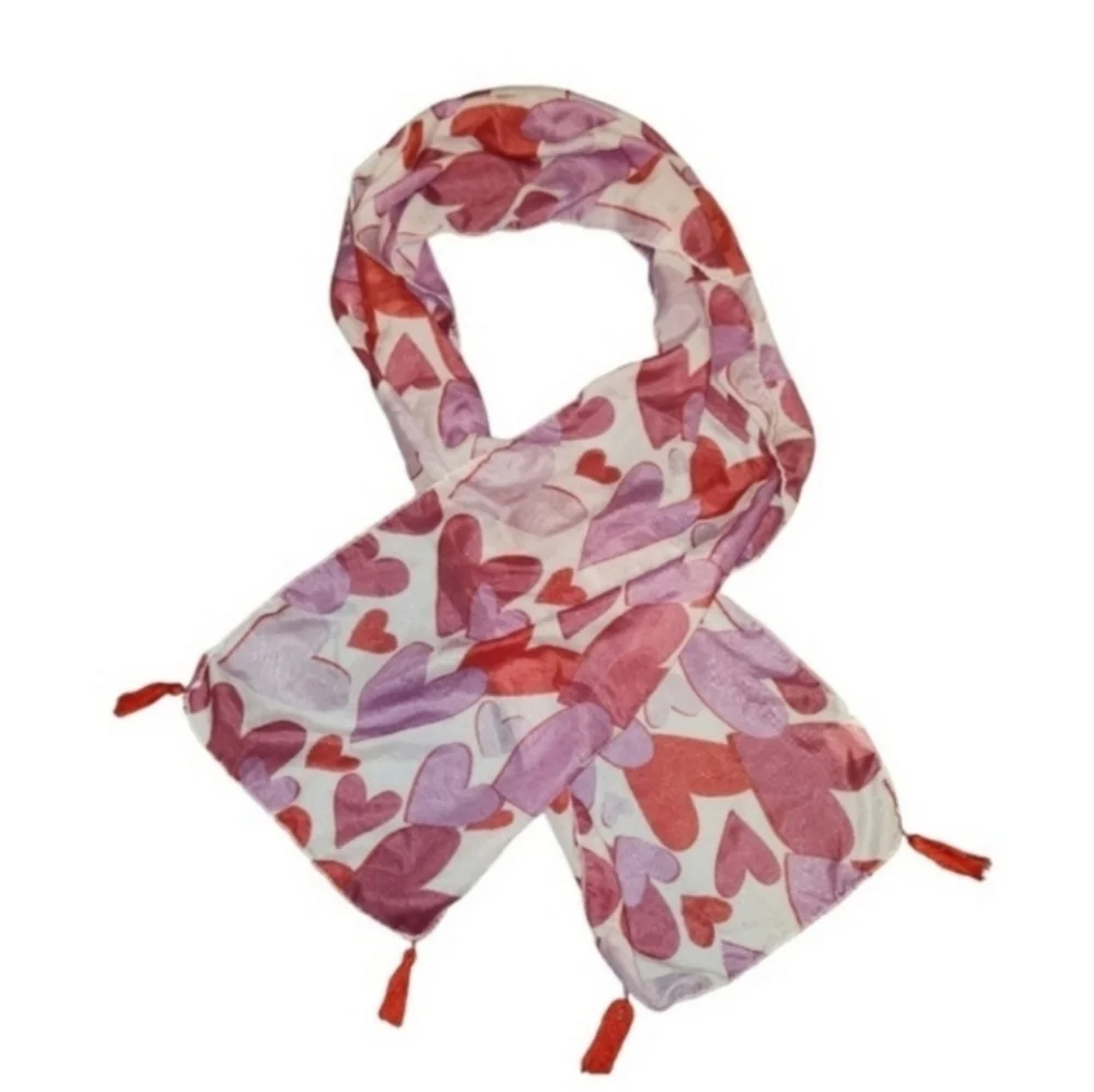 Pink Heart Print Scarf - Picture 3 of 5